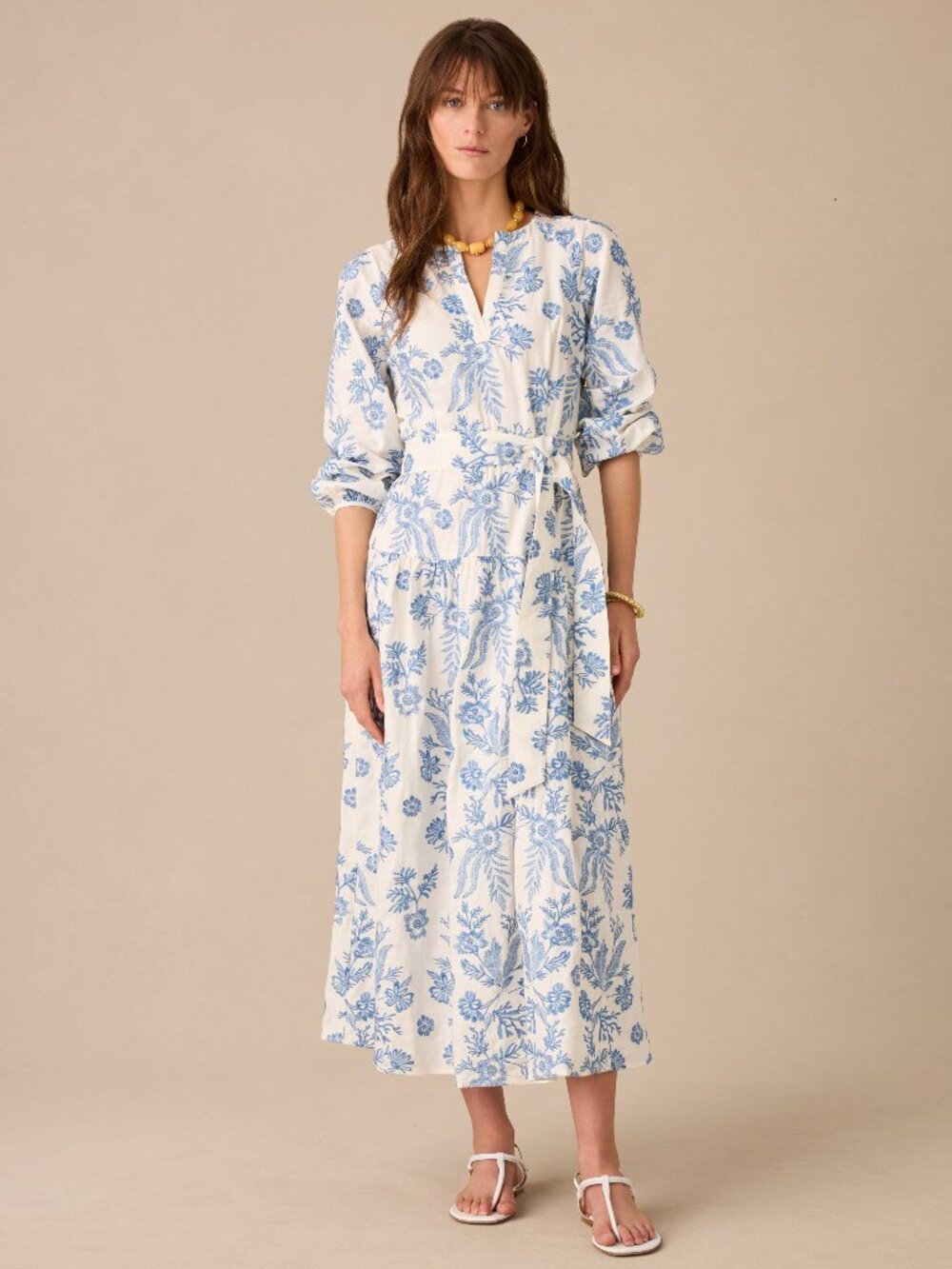 J McLaughlin Nancy Linen Blend Embroidered Dress NEW